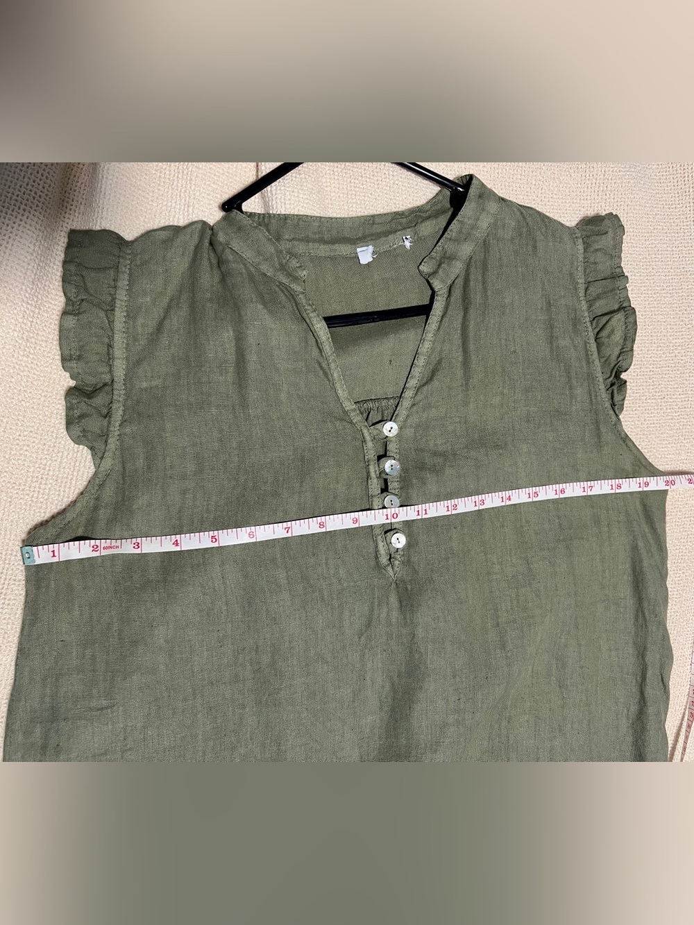 Italian Linen Ruffle Sleeve Dress - Picture 7 of 7